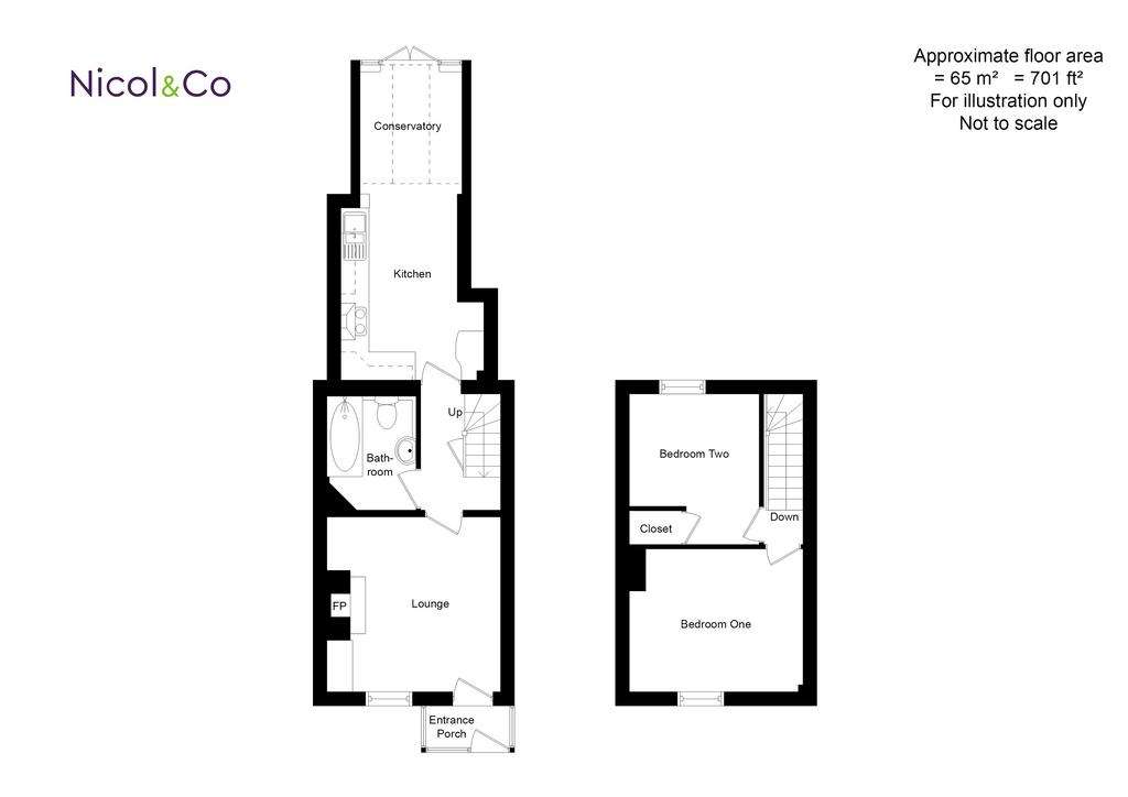 2 bedroom terraced house for sale - floorplan