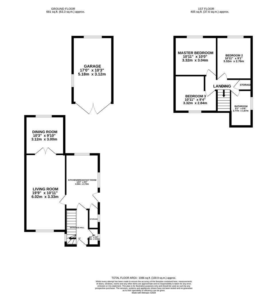 3 bedroom semi-detached house for sale - floorplan