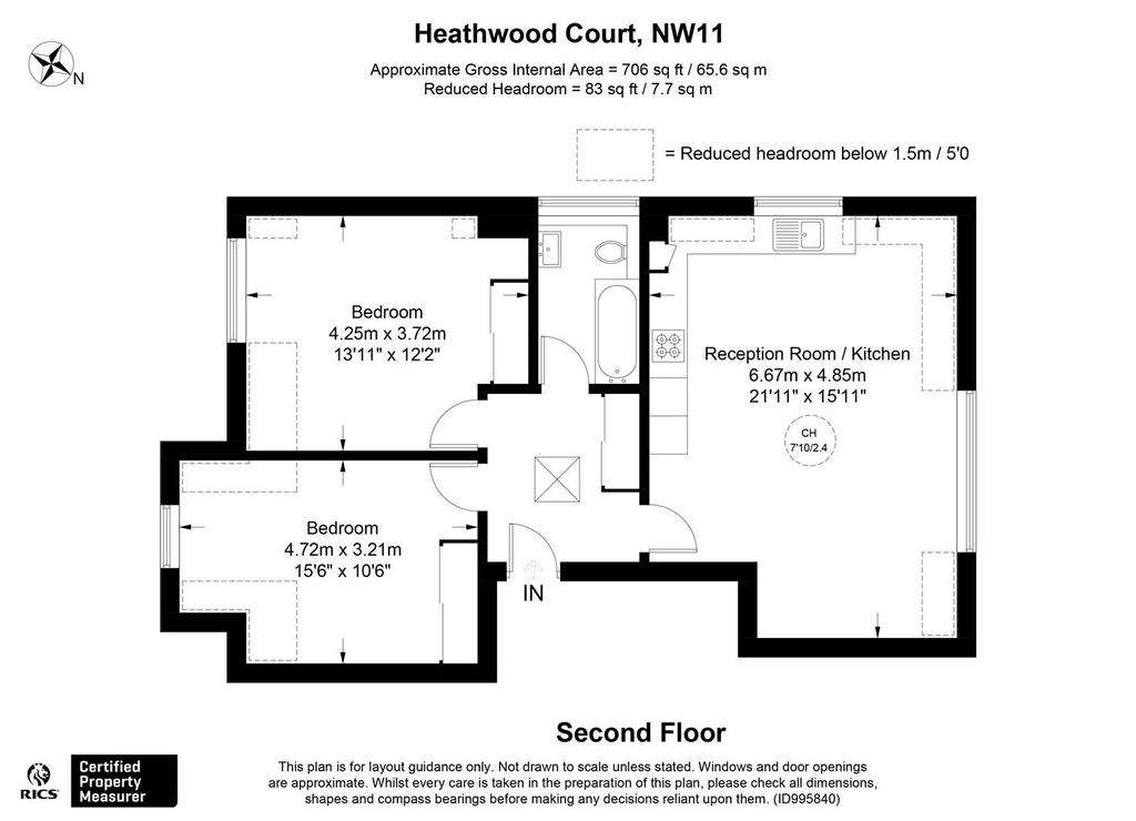 2 bedroom flat to rent - floorplan