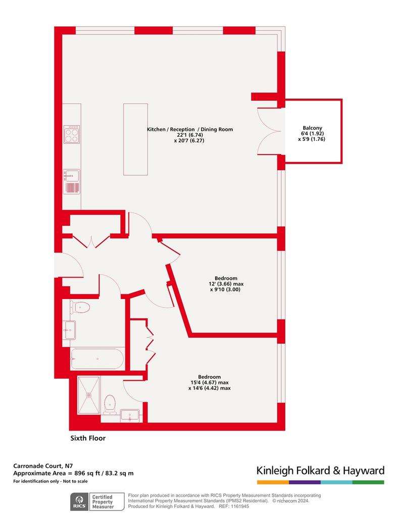 2 bedroom flat for sale - floorplan