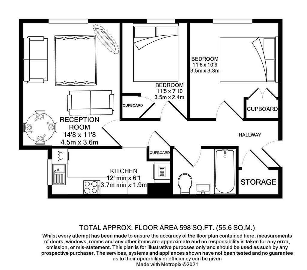 2 bedroom flat to rent - floorplan