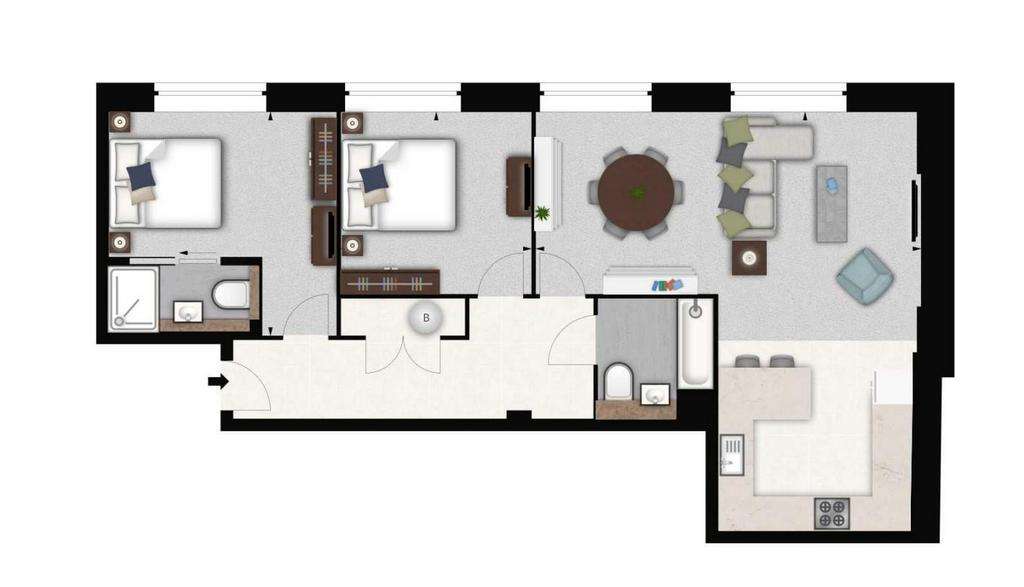 2 bedroom flat to rent - floorplan