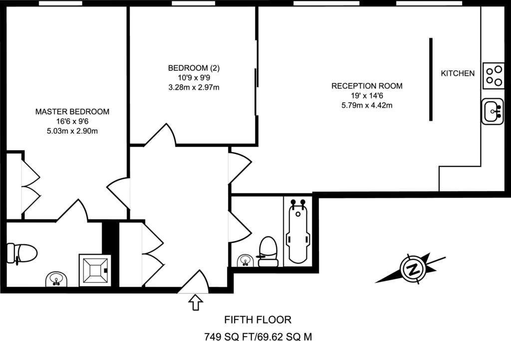 2 bedroom flat to rent - floorplan