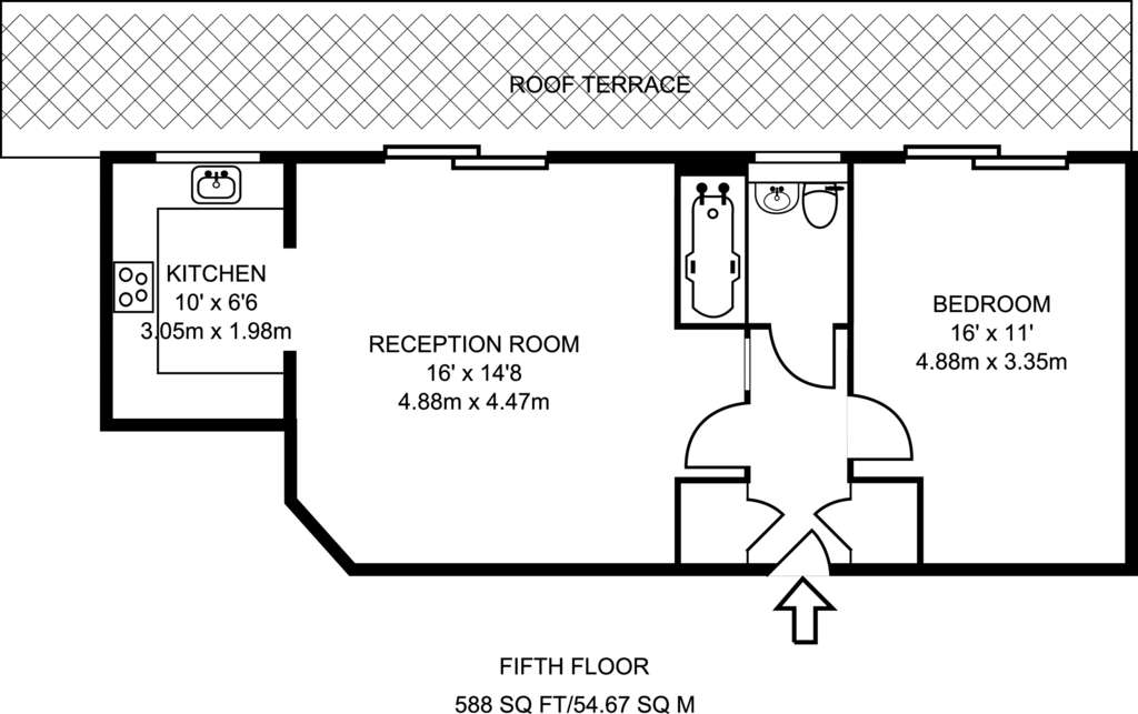 1 bedroom flat to rent - floorplan