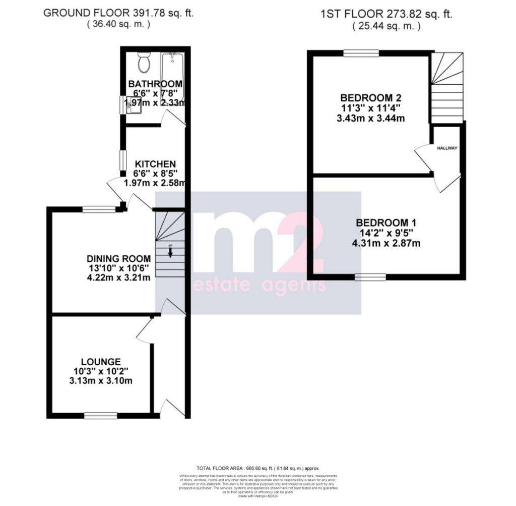 2 bedroom terraced house for sale - floorplan