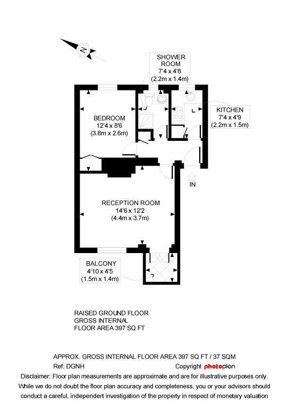 1 bedroom flat to rent - floorplan