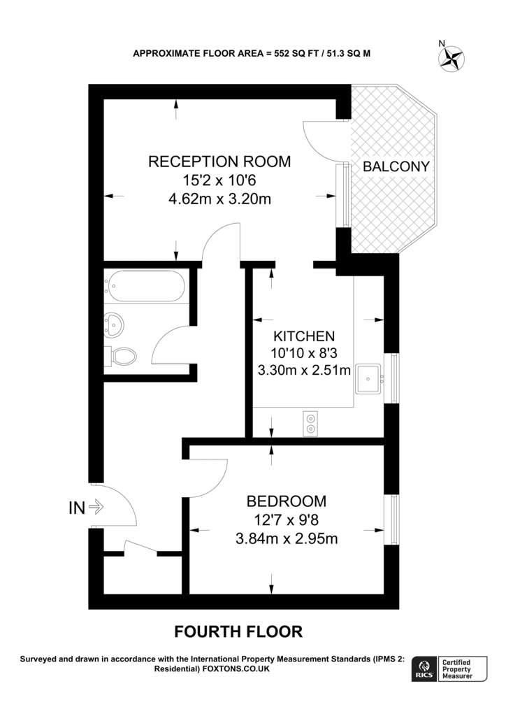 1 bedroom flat to rent - floorplan