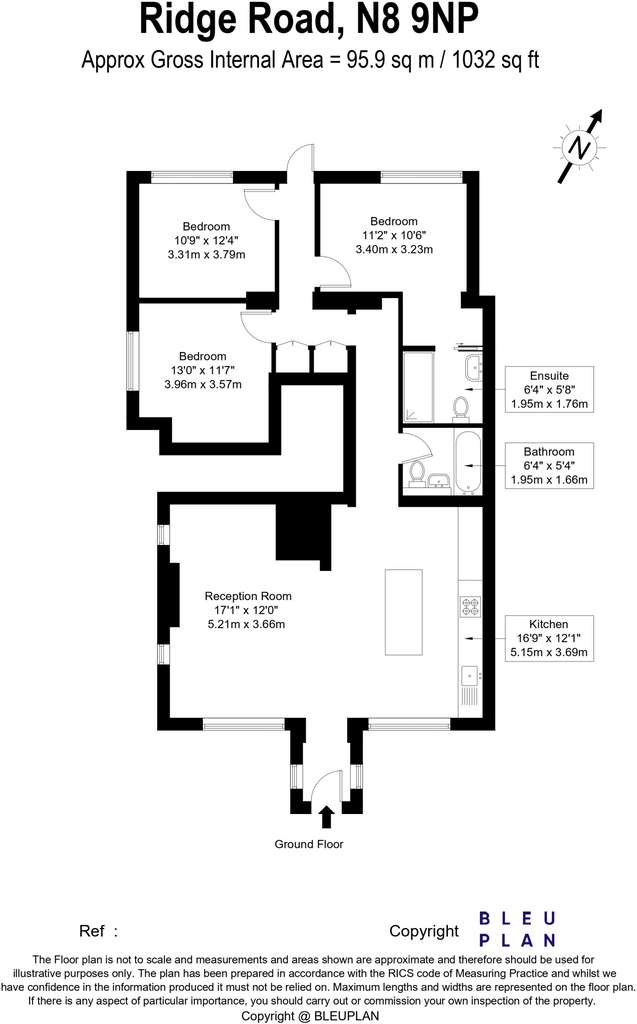 3 bedroom flat to rent - floorplan