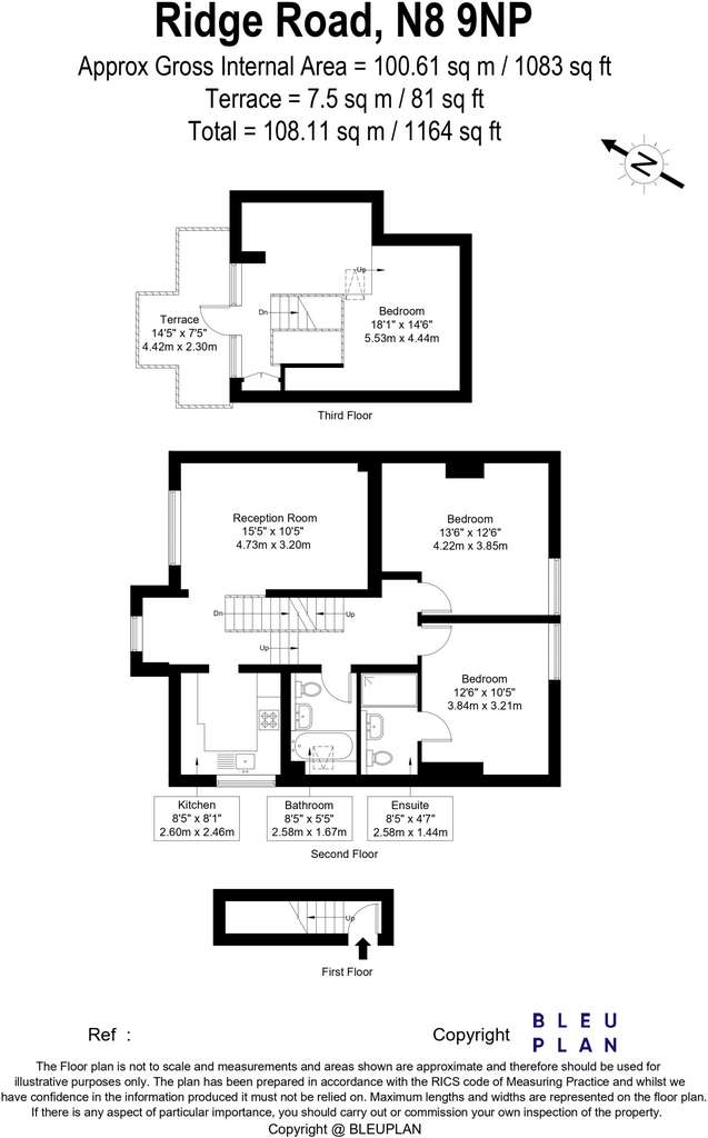 3 bedroom duplex apartment to rent - floorplan