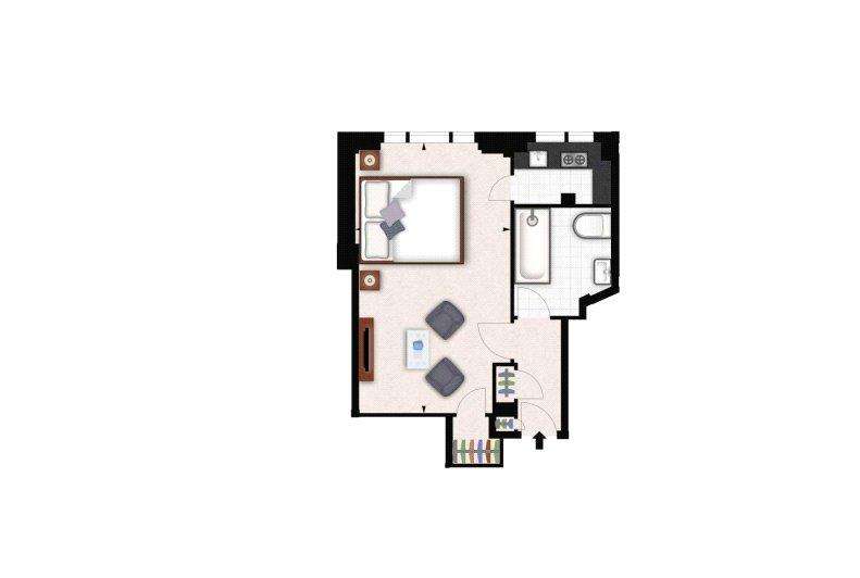 Studio flat to rent - floorplan