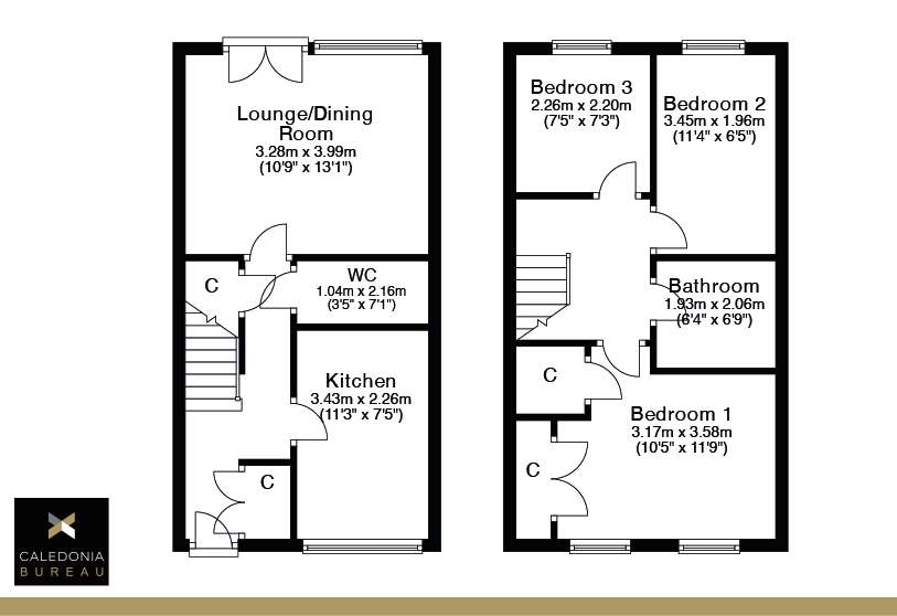 3 bedroom terraced house for sale - floorplan