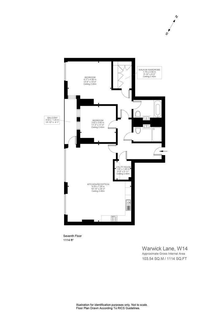 2 bedroom flat to rent - floorplan