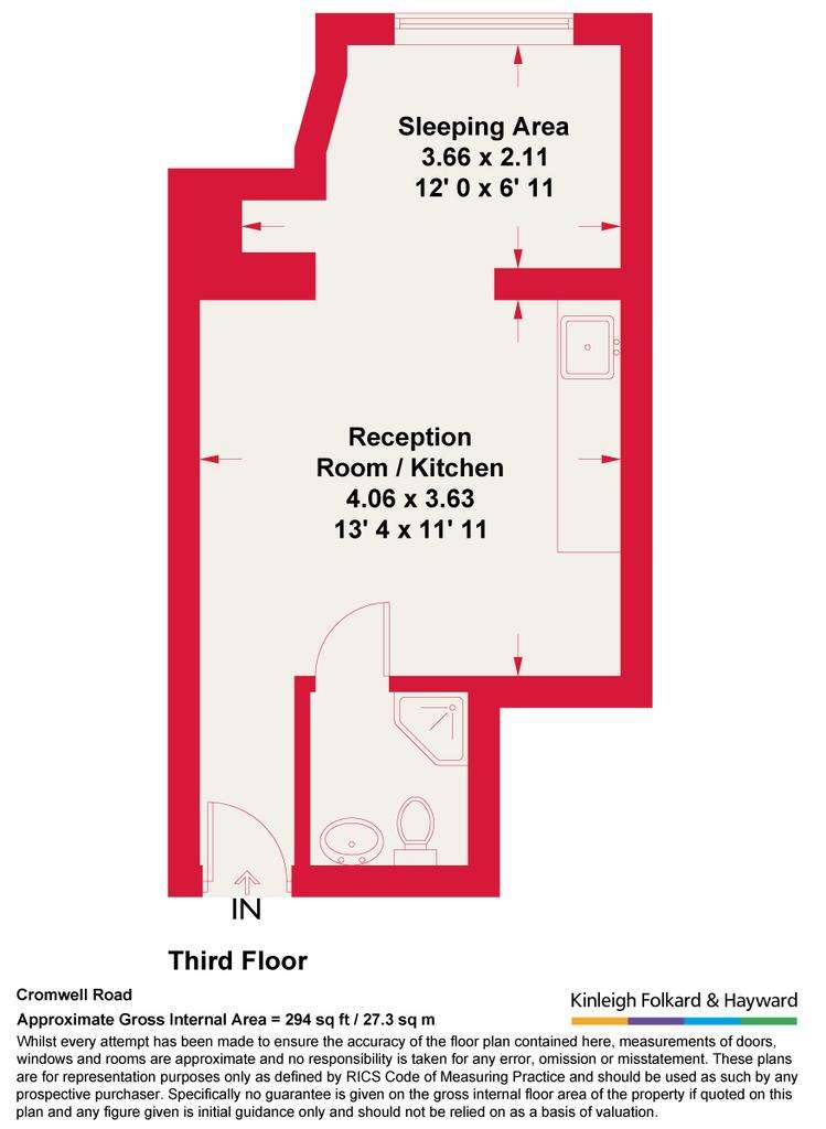 Studio flat to rent - floorplan