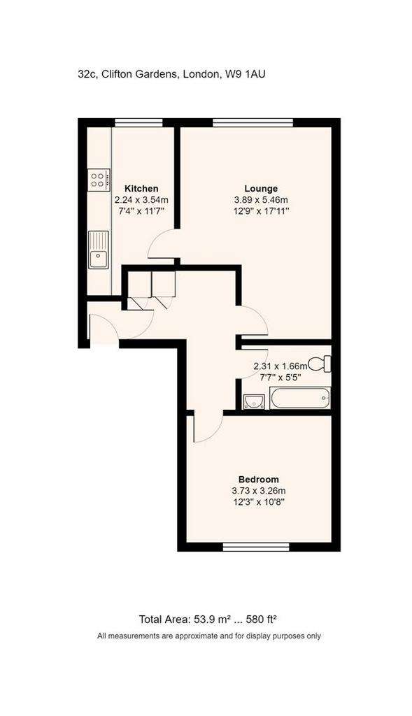 1 bedroom flat to rent - floorplan