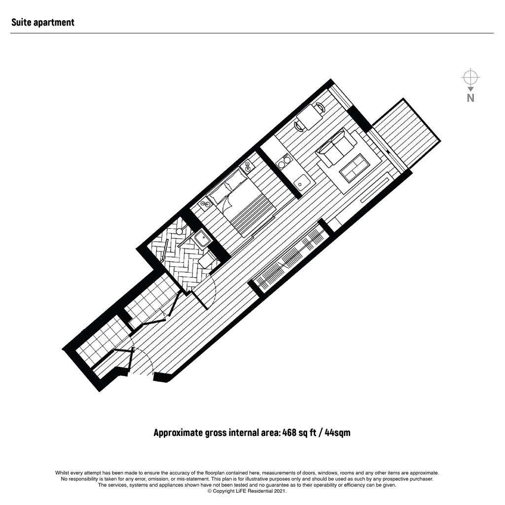 Studio flat to rent - floorplan