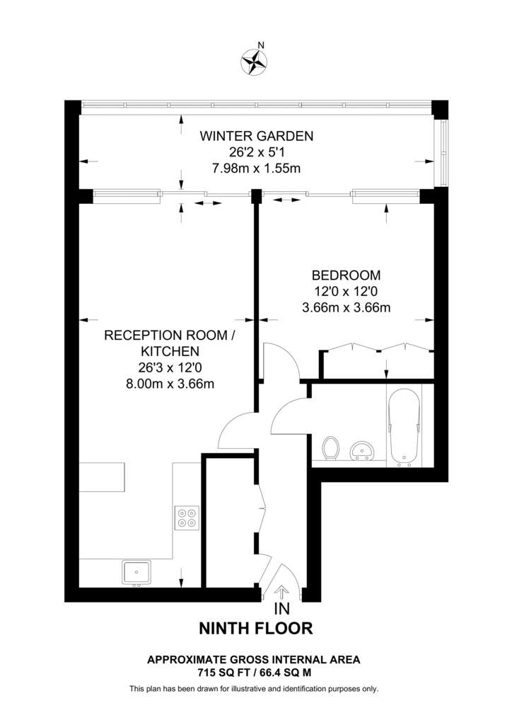 1 bedroom flat to rent - floorplan