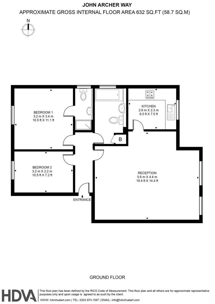 2 bedroom flat to rent - floorplan