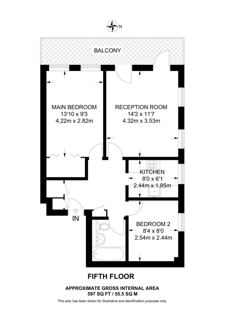 2 bedroom flat to rent - floorplan