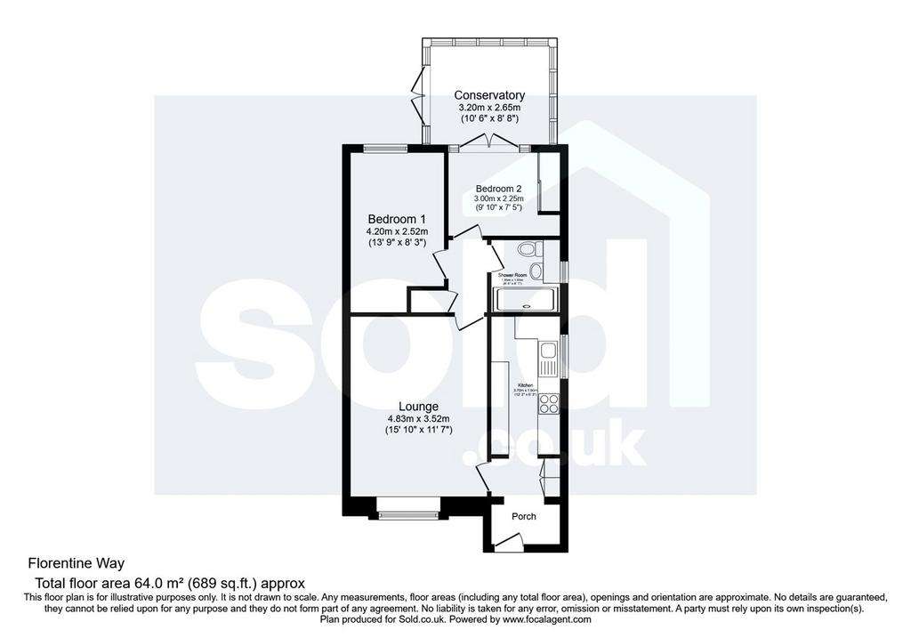 2 bedroom bungalow for sale - floorplan