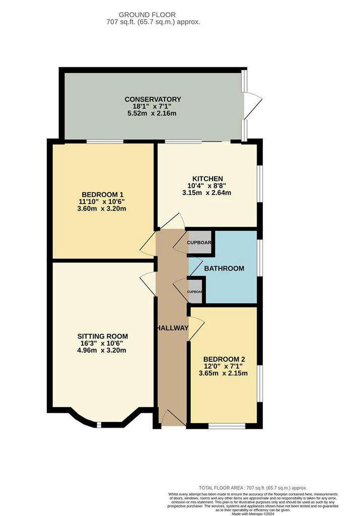 2 bedroom semi-detached bungalow for sale - floorplan