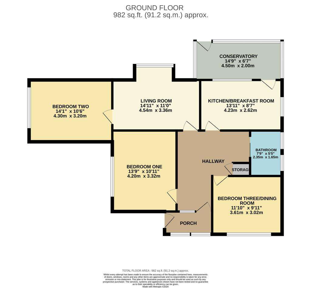 3 bedroom bungalow for sale - floorplan