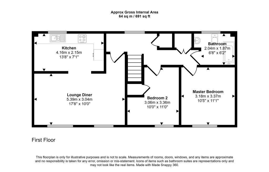 2 bedroom semi-detached house for sale - floorplan