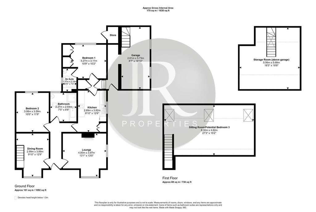 2 bedroom bungalow for sale - floorplan