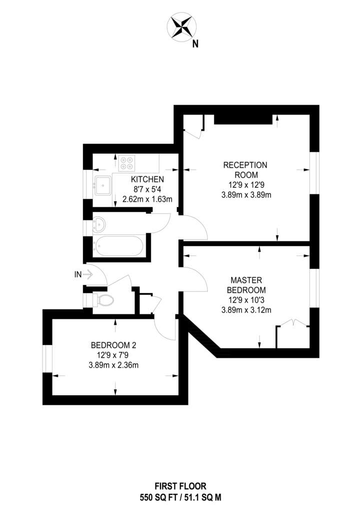 2 bedroom flat to rent - floorplan