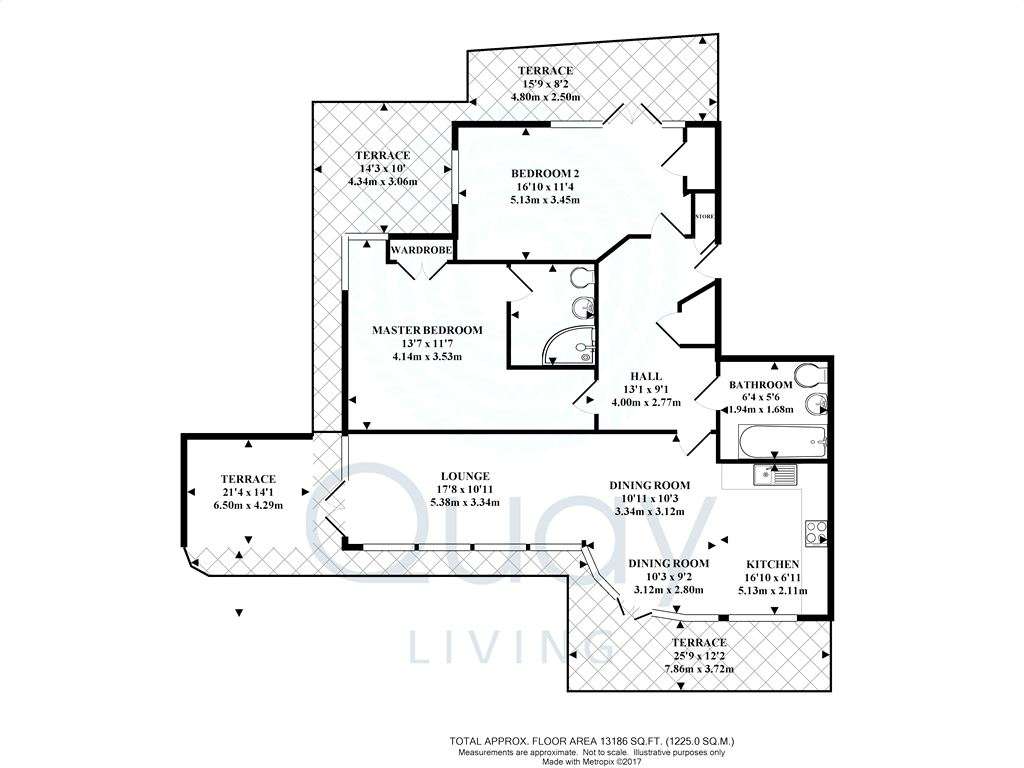 2 bedroom penthouse apartment to rent - floorplan