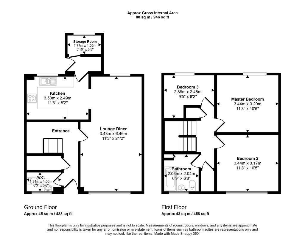 3 bedroom semi-detached house for sale - floorplan