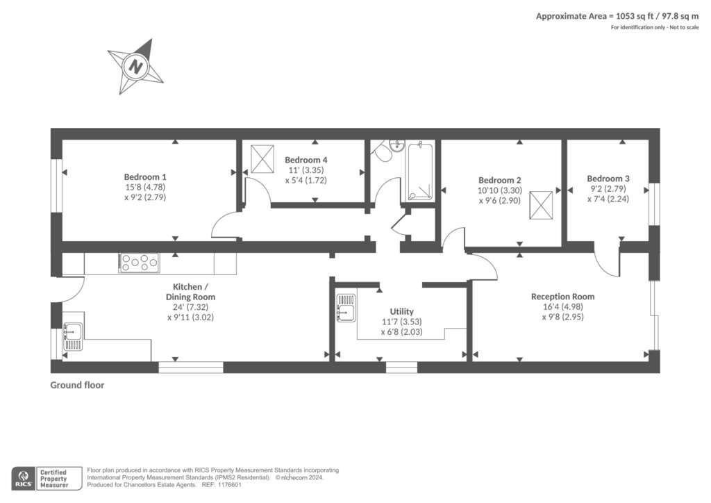 4 bedroom bungalow for sale - floorplan