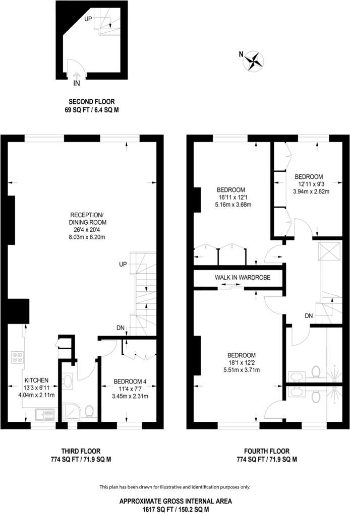 4 bedroom flat to rent - floorplan