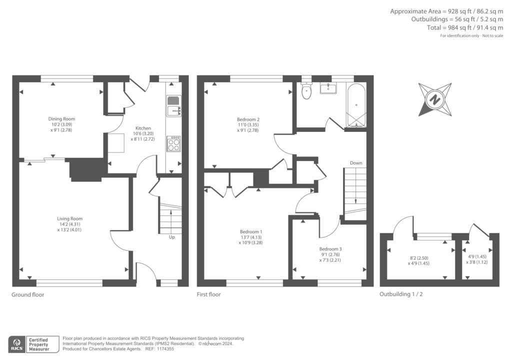 3 bedroom end of terrace house for sale - floorplan