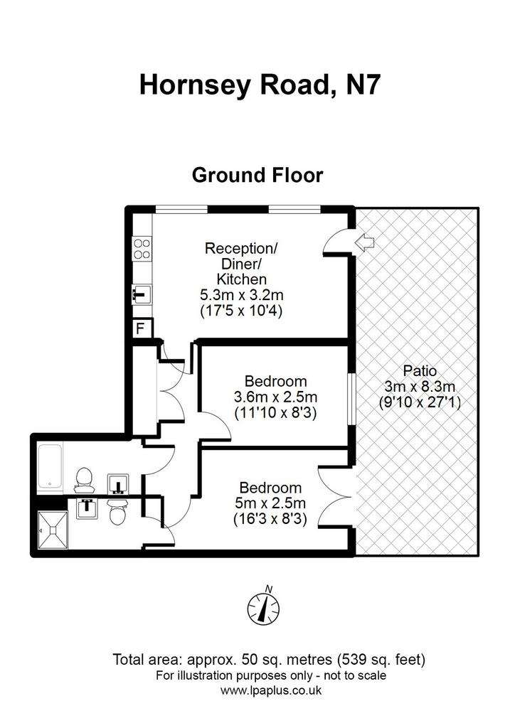 2 bedroom flat to rent - floorplan