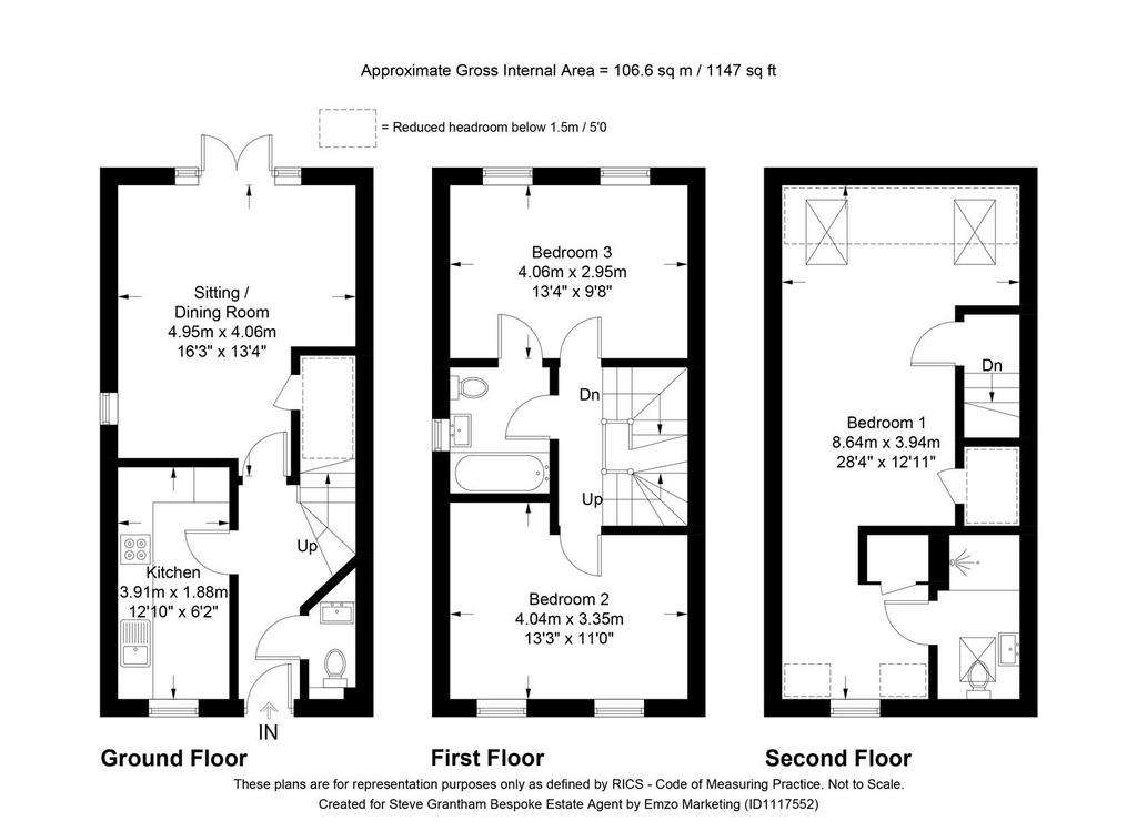 3 bedroom end of terrace house for sale - floorplan