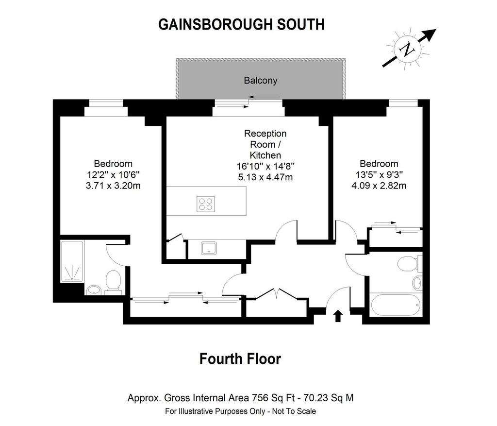 2 bedroom flat to rent - floorplan