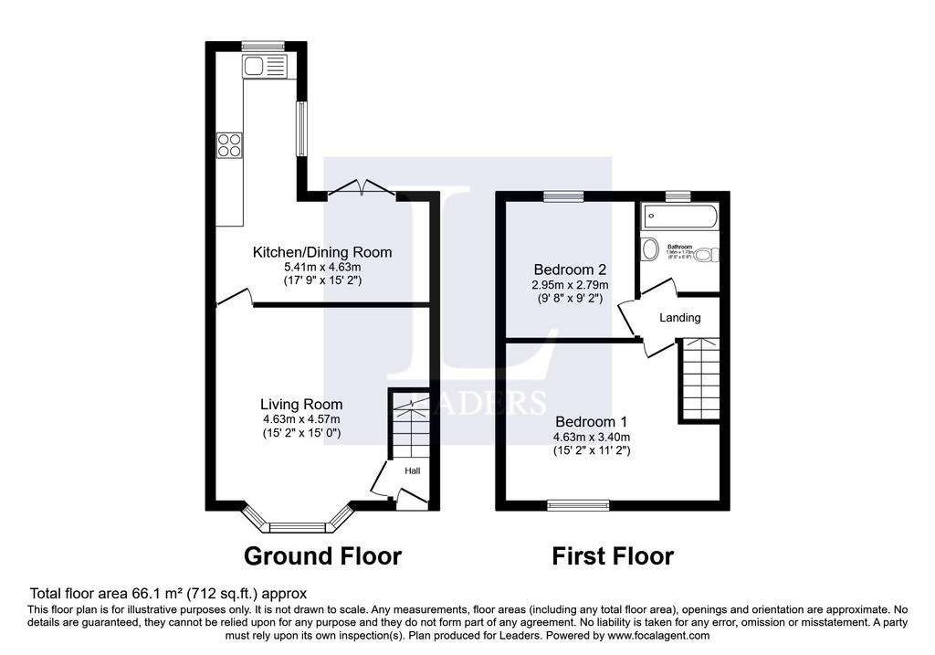 2 bedroom terraced house to rent - floorplan