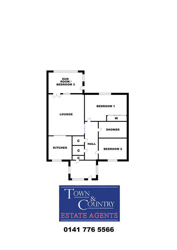 2 bedroom bungalow for sale - floorplan