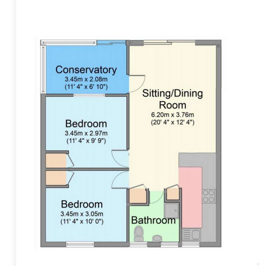 2 bedroom bungalow for sale - floorplan