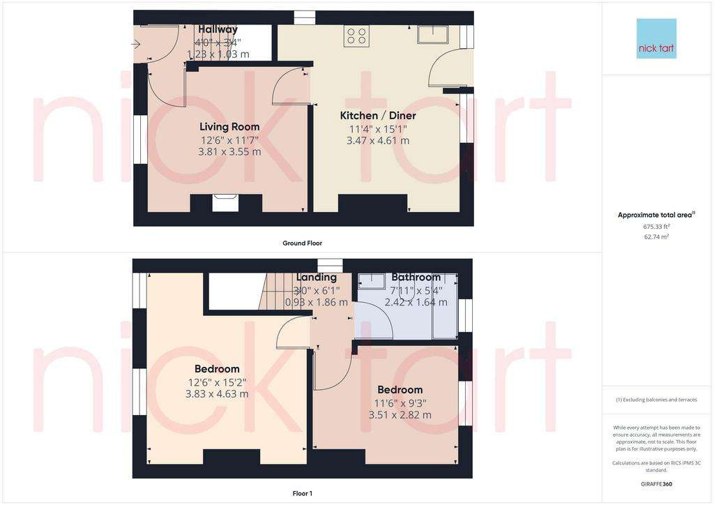 2 bedroom semi-detached house for sale - floorplan