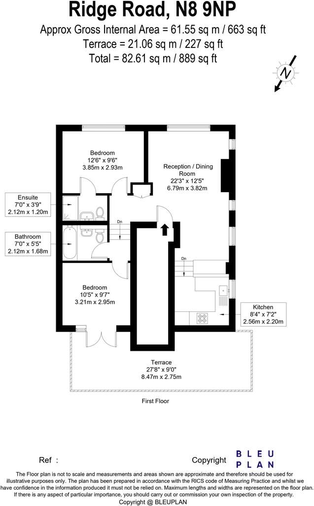 2 bedroom flat to rent - floorplan