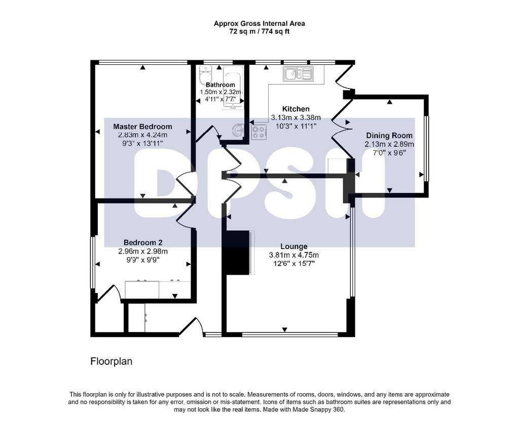 2 bedroom detached bungalow for sale - floorplan