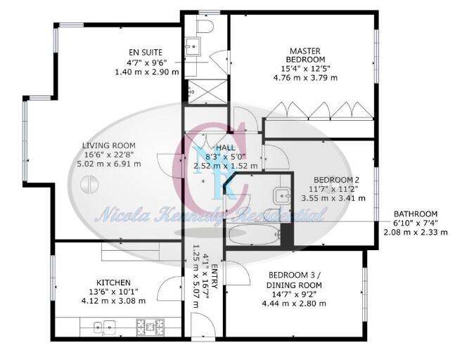 3 bedroom flat to rent - floorplan