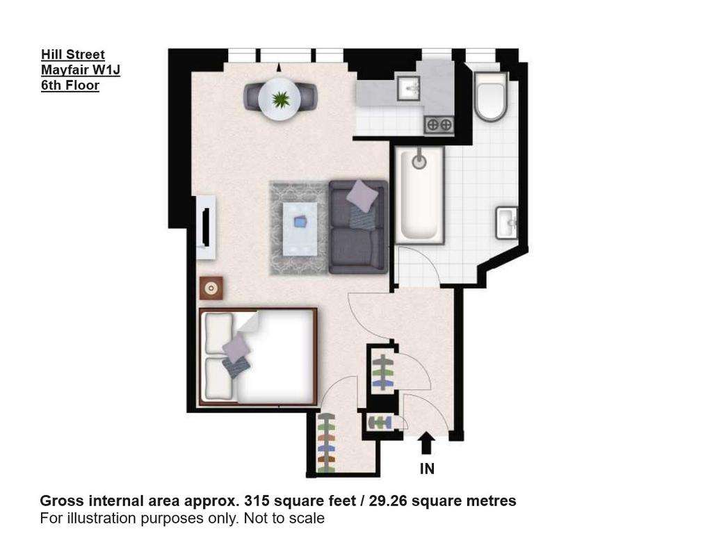 Studio flat to rent - floorplan