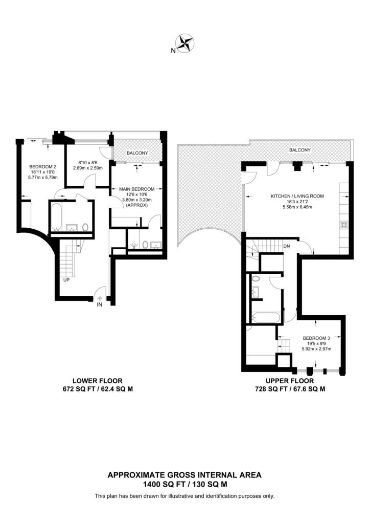 3 bedroom flat to rent - floorplan