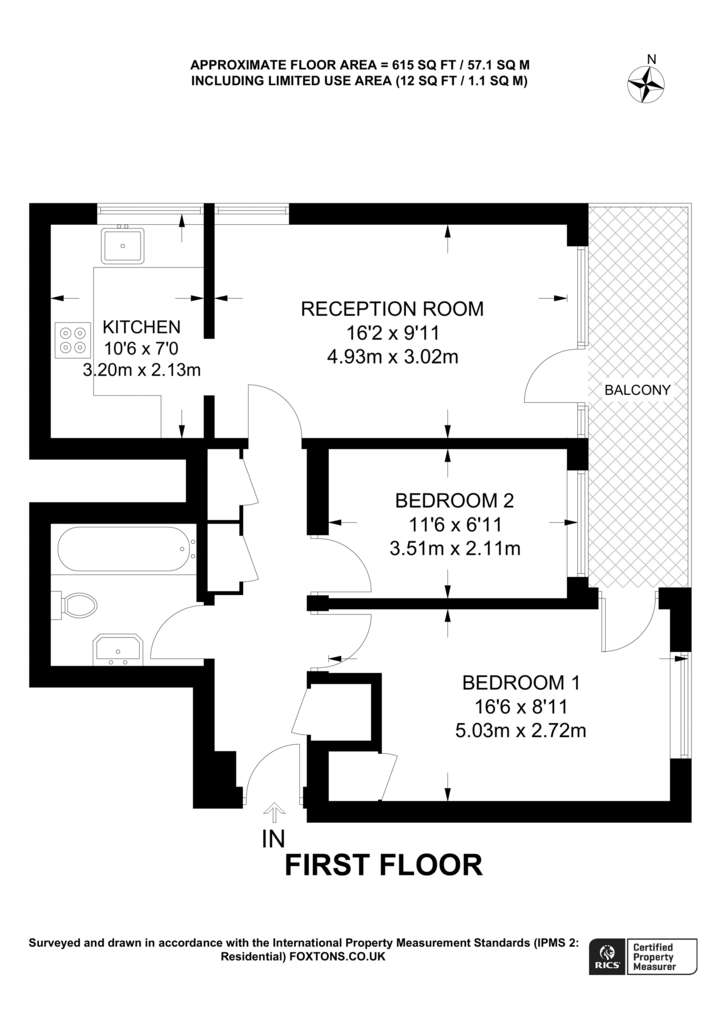 2 bedroom flat to rent - floorplan