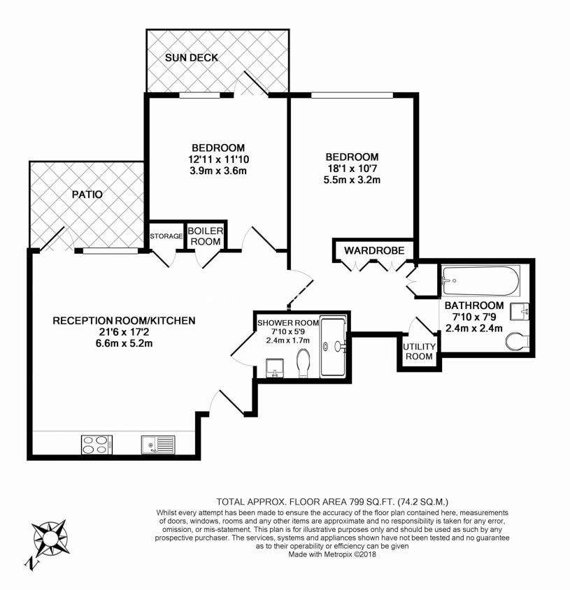 2 bedroom flat to rent - floorplan