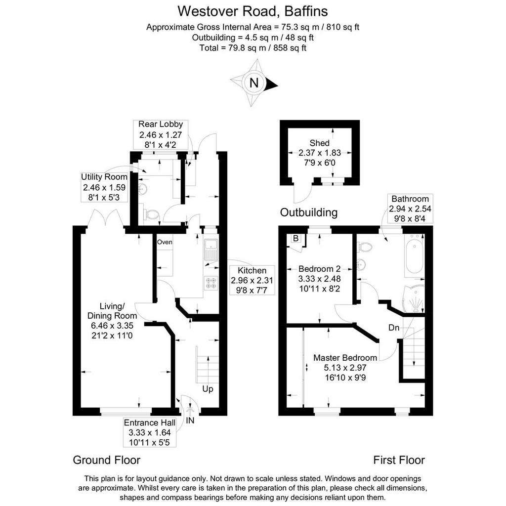 2 bedroom end of terrace house for sale - floorplan