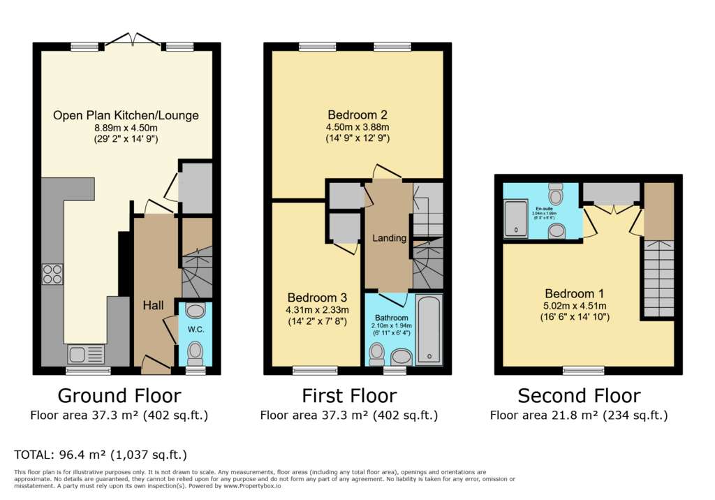 3 bedroom terraced house for sale - floorplan