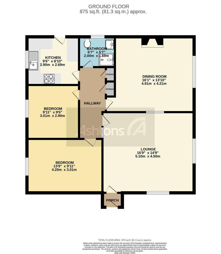 2 bedroom detached bungalow for sale - floorplan